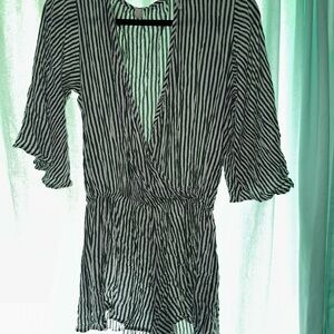 Striped Black and White Romper